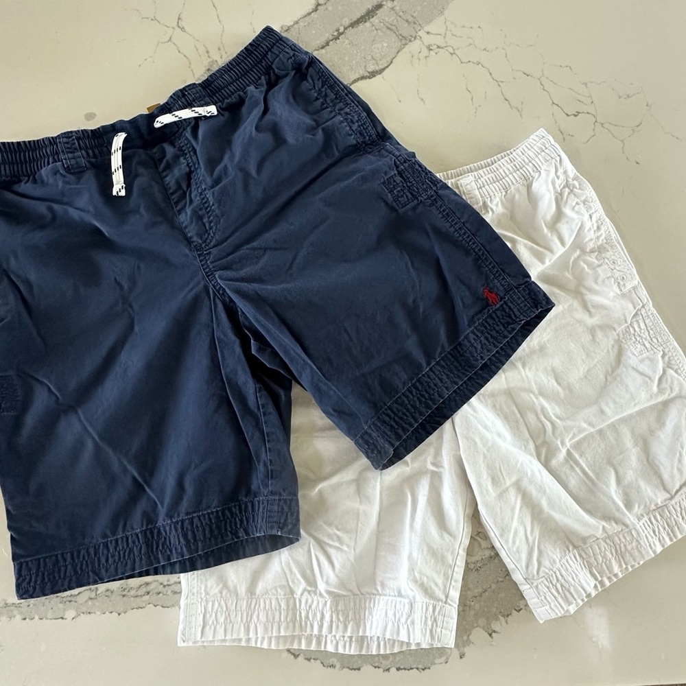 Boys Polo Ralph Lauren Navy and White Shorts XL set of 2